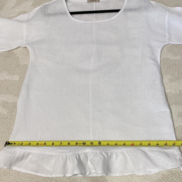 LUNGO L’ARNO 100% white linen top - Picture 9 of 11
